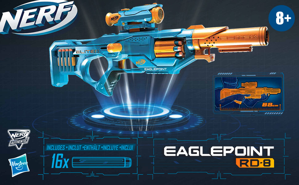 Nerf Elite 2.0 Eaglepoint RD-8 Blaster with scope and barrel